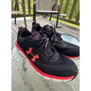 Under Armour Shoes Charged Assert 8 Running‎ Sneakers Black Red Woman's 7.5